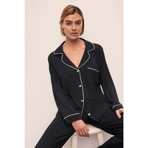 Eberjey Gisele Tencel Modal Sleepshirt Top Button Down Women’s‎ Large Black Cozy